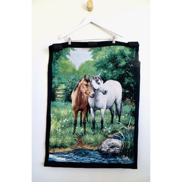 Vintage Linda Picken Horse Equestrian Tapestry Hanging Wall Decor - Picture 1 of 6